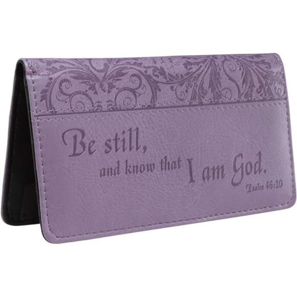 Christian Art Gifts Purple Faux Leather Checkbook Cover for Women - Picture 4 of 5